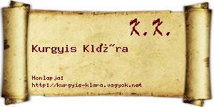 Kurgyis Klára névjegykártya